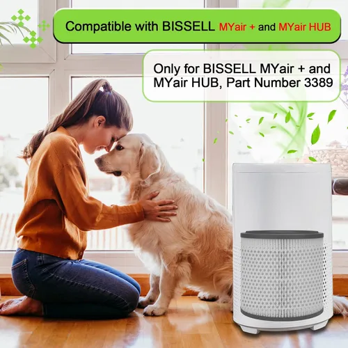 Miniatura 4 de Paquete de 2 filtros de repuesto 3389 compatibles con BISSELL para MYair + y para MYair HUB 2905A y 3179A, número de pieza 3389