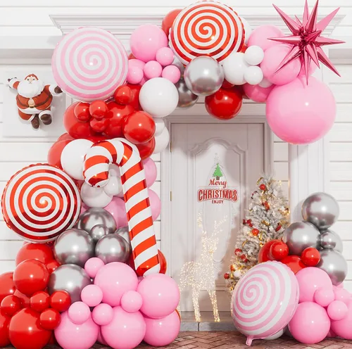 Miniatura 8 de Kit de arco de globos para Halloween – 129 piezas, globos rosados, negros, plateados y blancos con globos de aluminio de fantasmas y estrellas