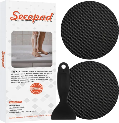 Miniatura 8 de Secopad 24 PCS Calcomanías Originales Antideslizantes para Bañera, Seguridad para Bañeras y Duchas, Bandas Antideslizantes Adhesivas, Raspador