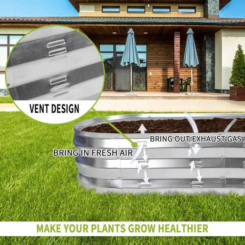 Miniatura 5 de GADI Kit de cama de jardín elevada para verduras, macetas de metal galvanizado con flores, diseñadas para facilitar el bricolaje y la limpieza,