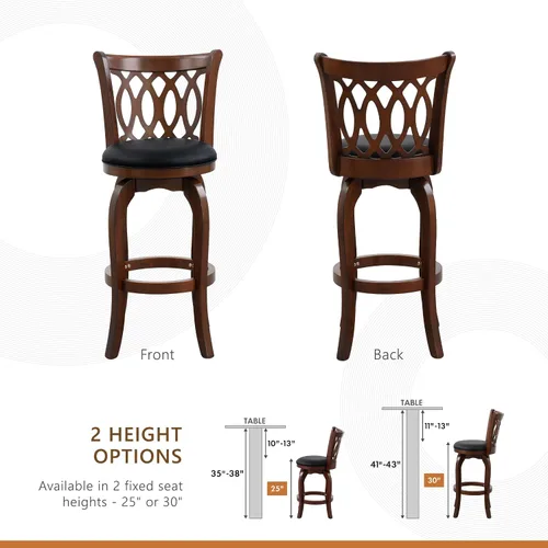 Miniatura 6 de Homelegance Taburetes giratorios tapizados de altura de barra con respaldos, Taburetes de bar de cuero sintético, 30 pulgadas de altura del asiento