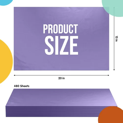 Miniatura 2 de Party Solids Papel de seda morado para bolsas de regalo, papel de seda a granel de 15 x 20 pulgadas, 480 hojas, papel de periódico de 10 libras