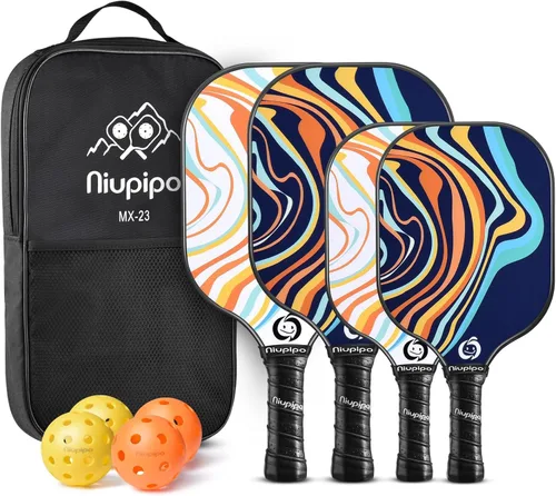 Miniatura 15 de niupipo Pickleball Paddles Set of 2 or 4, USAPA Approved Fiberglass Pickleball Paddle Set with Balls and Bag, Polypropylene Honeycomb Core