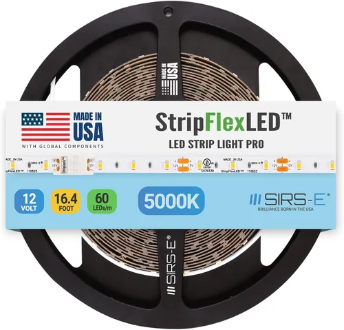 Miniatura 14 de SIRS-E StripFlexLED - Tira de luces LED blancas, 12 V, 60 LEDs/m, 2700 K, blanco cálido, 16.4 pies (16.4 ft), certificación UL, fabricada en Estados