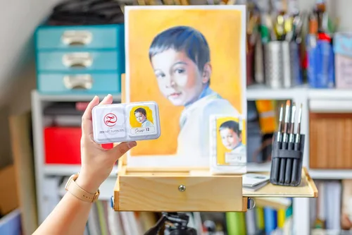 Miniatura 6 de ZenART - Pintura de acuarela profesional, no tóxica, juego de 12 medias bandejas en paleta de lata de metal, juego de acuarelas de viaje portátil