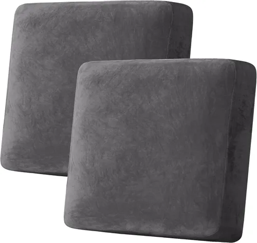H.VERSAILTEX Funda de cojín elástica de terciopelo para sofá, funda de cojín suave para silla, sofá de dos asientos, protector de muebles para Gris