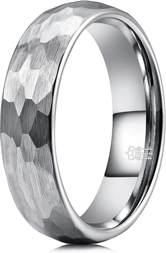 Three Keys Jewelery - Anillos de tungsteno martillado para hombres y mujeres, 0.157pulgadas, 0.236pulgadas, 0.315pulgadas, negro cepillado, alianza