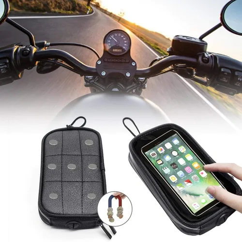 Miniatura 4 de Naysku Bolsa de tanque de motocicleta, soporte magnético para teléfono con conector para auriculares, bolsa transparente para tanque, bolsa