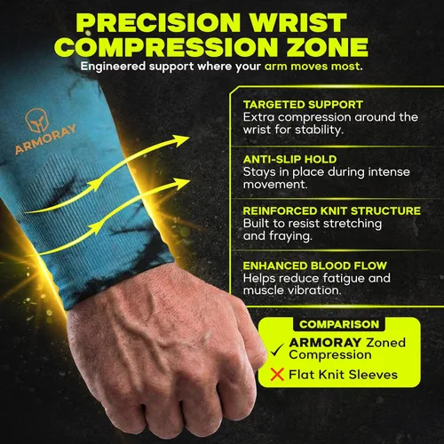 Miniatura 5 de ARMORAY Mangas de brazo para hombres y mujeres, protección solar UV, cubierta de tatuajes, manga deportiva para golf, correr, fútbol Corbata y tinte