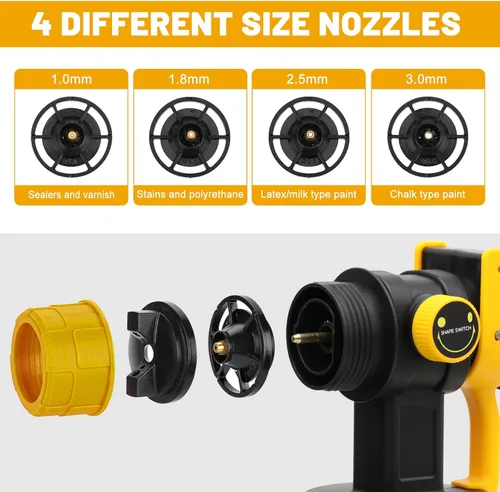 Miniatura 3 de Pulverizador de pintura inalámbrico para batería Dewalt de 20 V MAX, pistola de pintura en aerosol HVLP con motor sin escobillas y 4 boquillas