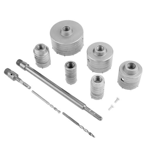 Juego de brocas de pared para hormigón y cemento, vástago SDS Plus, 10 unidades, vástago de extensión, cortadores de agujeros de mampostería de