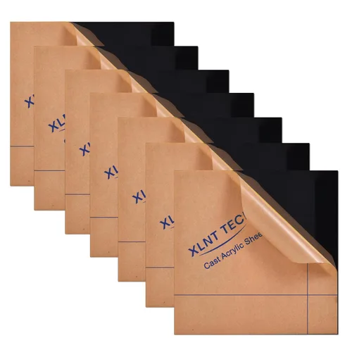6 PCS Láminas de Plástico Acrílico Fundido Negro Opaco (no Transparente) de 8 x 8 Pulgadas (.118" de Grosor), para Letreros, Proyectos de Bricolaje.