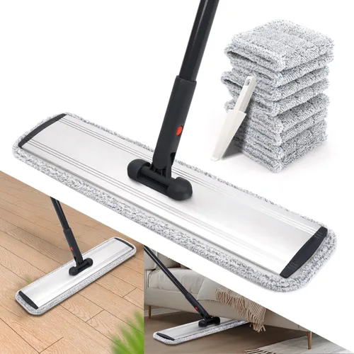 Miniatura 8 de Trapeador de polvo para suelos de madera dura de 36 pulgadas, mopa de polvo de algodón industrial comercial con 3 almohadillas de repuesto extra