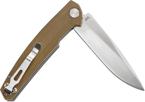 Miniatura 4 de S-TEC Sandvik - Cuchillo plegable de acero inoxidable con mango compuesto G10 (TS500 marrón)