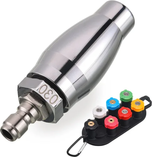 JOEJET Boquilla turbo para lavadora a presión, boquilla giratoria para lavadora a presión con conexión rápida de 1/4 pulgadas, 7 puntas de boquilla