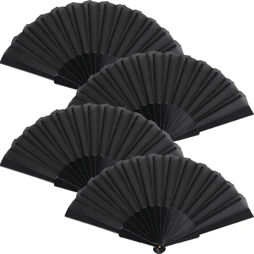 Blulu 4 ventiladores plegables de mano de 9 pulgadas, ventilador de mano chino vintage plegable en tela oriental para mujeres, actuaciones, bailes,