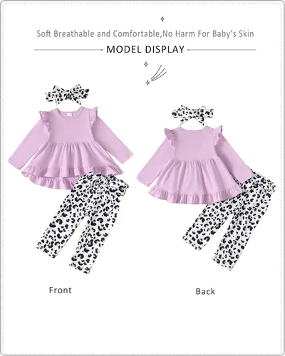 Miniatura 3 de NZRVAWS Baby Girl Clothes Toddler Girl Outfit 3 6 12 18 24 Months 2T 3T Clothing Fall Winter Shirt Long Pant Clothing
