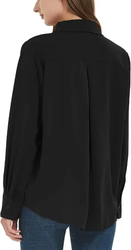 Miniatura 4 de Camisa clásica de botones para mujer, manga larga con cuello, blusa de gasa para trabajo y oficina