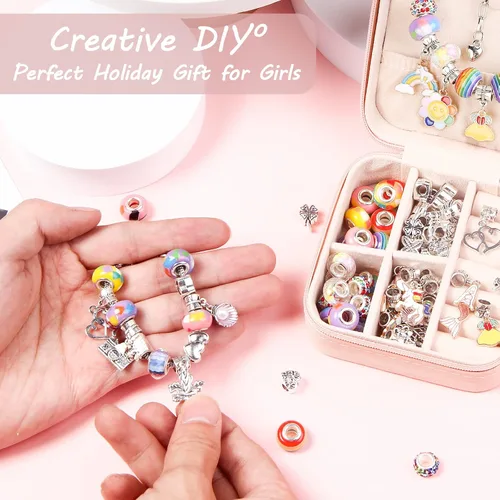 Miniatura 2 de UFU Kit de fabricación de pulseras con dijes, kit de fabricación de joyas, regalo para niñas de 5, 6, 7, 8 a 12, un dulce regalo de cumpleaños