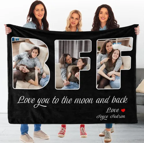 Miniatura 21 de Manta personalizada con corazones con fotos para mamá papá, manta personalizada para la cama, manta de forro polar, regalo para la familia, regalo