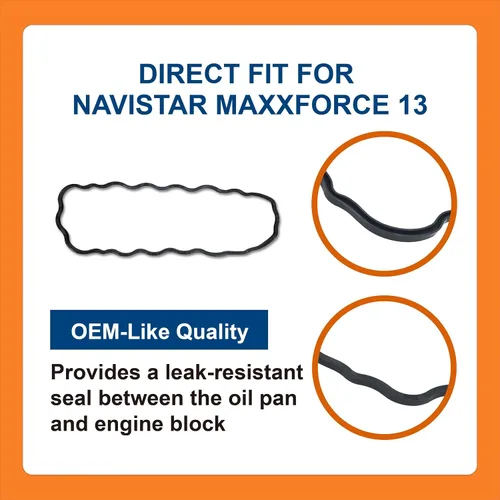 Miniatura 3 de BTS-3003425C2 Junta de cárter de aceite, compatible con motor Navistar Maxxforce 13, repuesto del mercado de accesorios para OEM 3003425C2, Junta