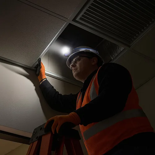 Miniatura 9 de WORKPRO Linterna frontal de trabajo recargable, lámpara de cabeza LED de 700 lm con sensor de movimiento, ángulo ajustable de 180° y largo tiempo
