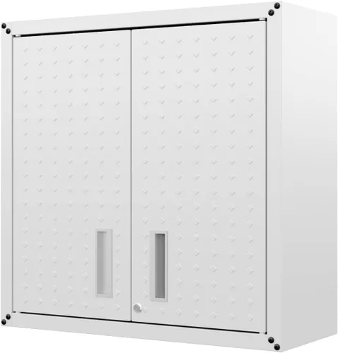 Miniatura 6 de Manhattan Comfort Fortress - Armario flotante de metal texturizado de 30 pulgadas con estantes ajustables, juego de 1, color blanco