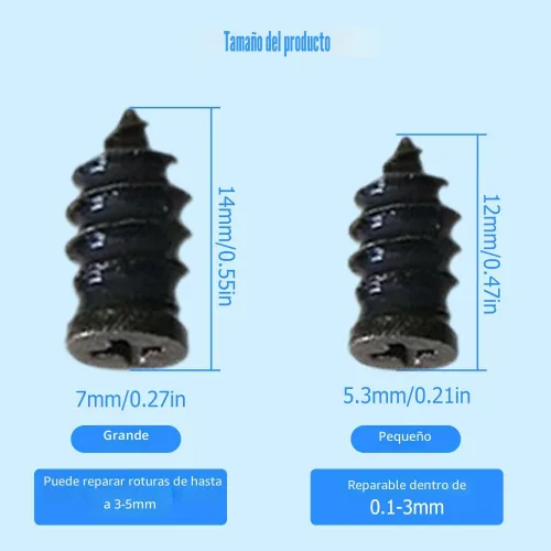 Miniatura 6 de Kit de clavos de reparación de neumáticos con 2 tamaños, tapones de reparación de neumáticos atornillados con caja y destornillador, herramientas