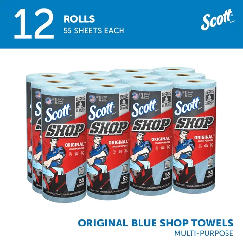 Miniatura 2 de Scott® Original (75147) - Toallas para taller, azules, (55 toallas por rollo, 12 rollos por caja, 660 toallas por caja)