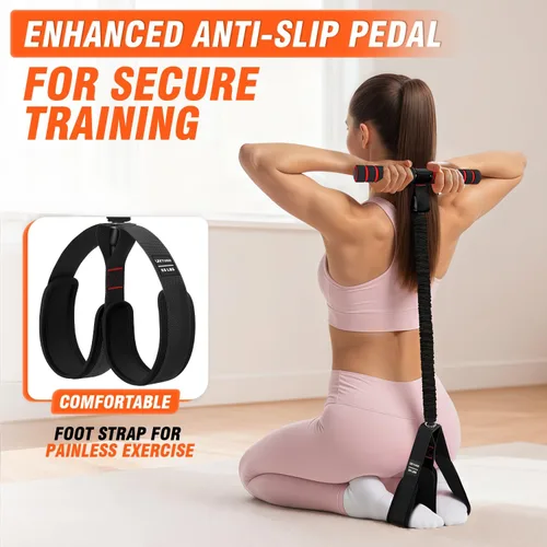 Miniatura 5 de Bandas de resistencia de pedal con asas, bandas de ejercicio mejoradas para mujeres para entrenamiento de cuerpo completo, núcleo, ABS, piernas