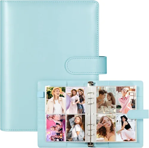 Miniatura 14 de Carpeta para tarjetas fotográficas A5 Kpop con 30 páginas de tarjetas de 4 bolsillos, Carpeta A5 de 6 anillos álbum coleccionador de tarjetas