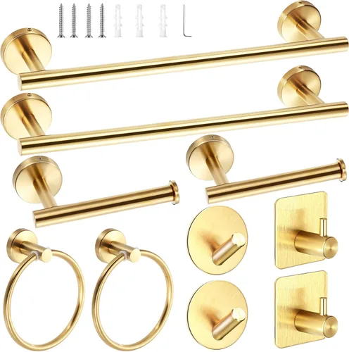 Juego de 10 piezas de accesorios de baño mate SUS304 Juego de colgadores de baño de 16 pulgadas, soporte para toallas de mano, soporte para papel