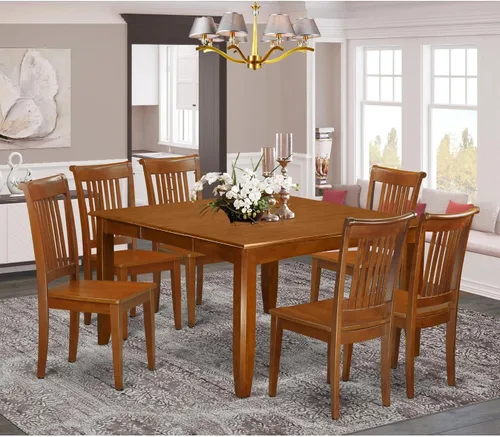 Miniatura 2 de East West Furniture PFPO5-SBR-C - Juego de mesa de cocina de 5 piezas para 4 personas, incluye una mesa de comedor cuadrada con hojas de mariposa