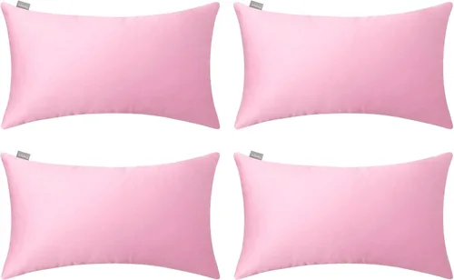 Miniatura 63 de Thmyo - Paquete de 4 fundas de almohada decorativas de 100 % algodón para lumbar, cómodas, sólidas, para Navidad/Halloween, fundas de cojín Blanco