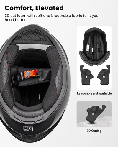 Miniatura 5 de ILM - Cascos de motocicleta de cara completa para hombres y mujeres, para deportes motorizados, moto, calle, carreras, aprobados por DOT