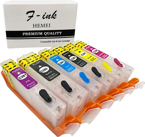 Miniatura 2 de Fink Cartuchos de tinta recargables vacíos de 6 colores de repuesto para Canon 280xxl 281xxl PGI-280XXL CLI-281XXL para impresora Pixma TS9120
