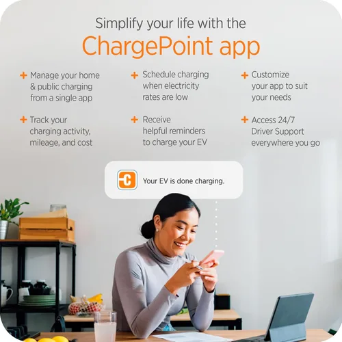 Miniatura 8 de ChargePoint HomeFlex J1772 - Cargador eléctrico de nivel 2 - Carga inteligente rápida de energía de batería en casa para vehículos eléctricos