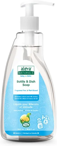 Aleva Naturals Líquido hipoalergénico para biberón y lavavajillas, fórmula a base de plantas y sin fragancia, jabón para lavar platos para limpiar