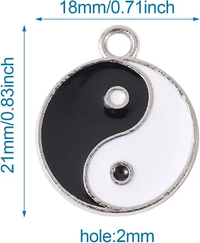 Miniatura 6 de KISSITTY 20 dijes de esmalte Yin Yang de 0.827 x 0.709 in, esmalte de doble cara para yoga, meditación, colgantes para aretes, collares, pulseras