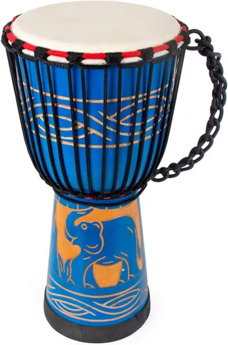 Miniatura 13 de Tambor africano de Djembe, estándar 8 '' tambores cosidos tela azul del Congo, tambor profesional del bongo con la cabeza del tambor de la piel