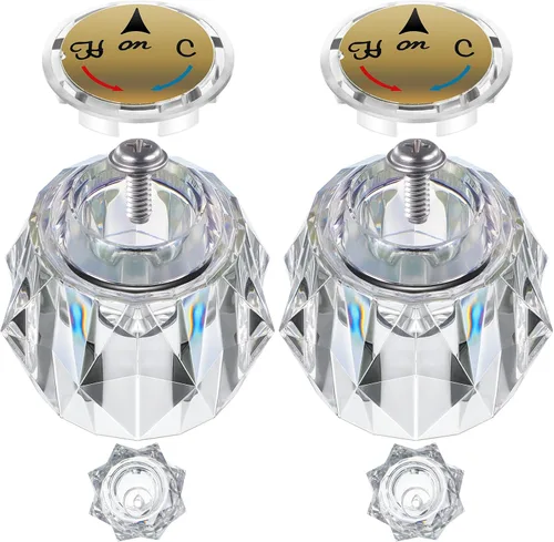 Miniatura 8 de Dreyoo Paquete de 1 manija de grifo compatible con Delta Faucet RP2391, kit de manija de perilla transparente con orificio de desplazamiento