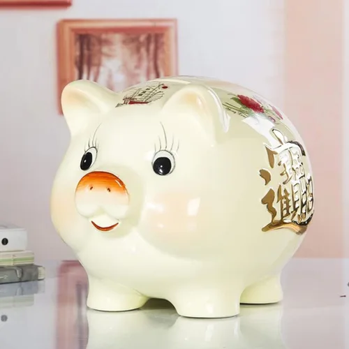Miniatura 4 de LIFKOME Alcancía de cerámica para niños y adultos, creativa, divertida, para decoración del hogar, caja de dinero de 6.3 x 5.3 x 4.7 pulgadas, caja