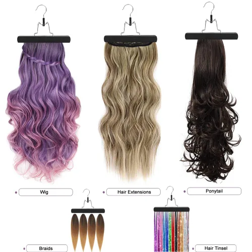 Miniatura 6 de 2 soportes para extensiones de cabello, bolsa de almacenamiento extra larga para peluca con colgador, almacenamiento de extensiones de cabello