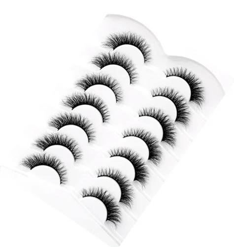 Miniatura 464 de Pooplunch - Pestañas postizas finas de visón sintético, estilo ojo de gato, naturales, cruzadas, tipo racimo, efecto 8D de volumen, tiras