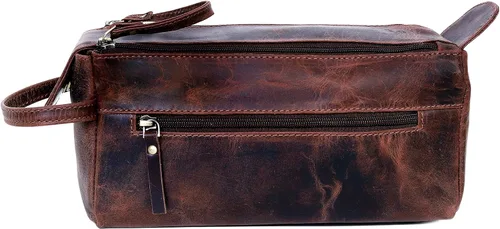 Miniatura 2 de Kit de viaje de cuero Dopp Neceser Hombre Afeitado Mujeres y Hombres Caso Bolsas Organizador Baño Kit de Afeitar