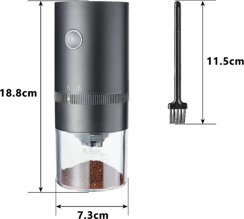 Miniatura 2 de Molinillo de café eléctrico con rebabas cónicas de acero inoxidable, molinillo de café portátil compacto con ajustes ajustables precisos (negro)