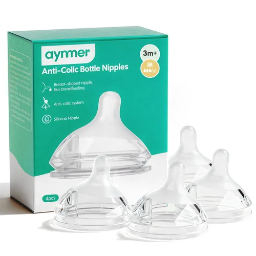 Miniatura 10 de Aynmer Natural Flow - Pezón de silicona para biberón, 0+ meses, 4 unidades (SS)