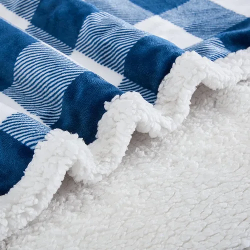 Miniatura 3 de Touchat - Manta Sherpa de tela escocesa, suave y esponjosa, manta de microfibra de felpa de franela de felpa de tamaño doble para sofá cama
