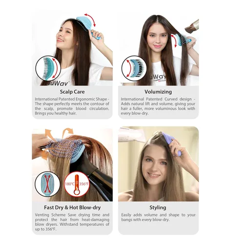 Miniatura 5 de NuWay® DoubleC® Pro - Cepillo profesional para desenredar el cabello, cepillo patentado de doble curva para el cuidado del cuero cabelludo
