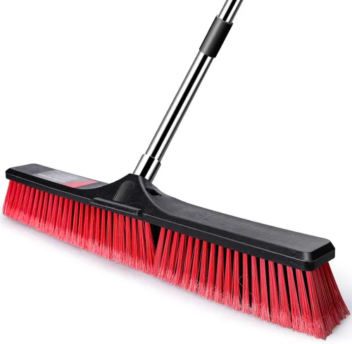 Miniatura 10 de MASTERTOP 24" Heavy Duty Push Broom with Ultra-Sturdy Adjustable Handle, 6-Layer Stiff Bristles Garden Yard Broom, Outdoor Sweeping Brush for